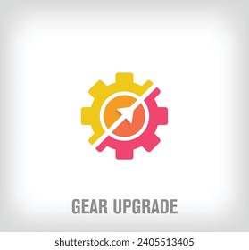 Logo de Creative gear up. Transiciones de color únicas. Plantilla de logotipo corporativo de desarrollo de ingeniería. vector