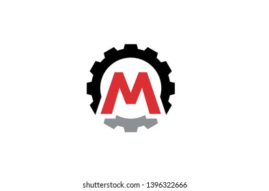 Creative Gear M letter Logo Design Illustration
