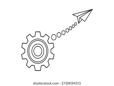 Creative gear and paper plane design for innovation and technology themes