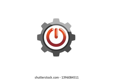 Creative Gear Power On Off Logo Design Vector Illustration