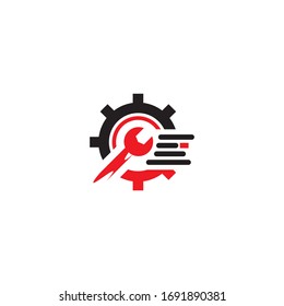 creative gear and repair vector logo, elegant minimalist design.
