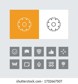 Gear creativo o establecer un icono de línea con iconos bonitos. 