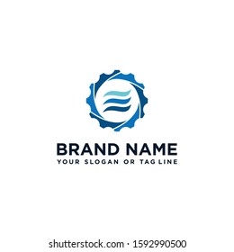 Creative gear and water logo vector template