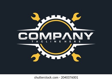 creative gear wrench emblem logo	