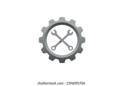 Creative Gear Wrench Repair Bike Icon Logo