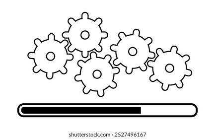 Creative gears in motion with a loading bar conveying progress and innovation in design and technology