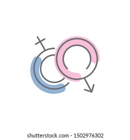 creative Gender symbol line vector, sexual icons such as Female and Male