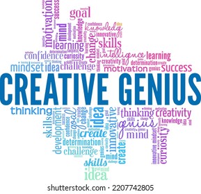 Creative Genius word cloud conceptual design isolated on white background.