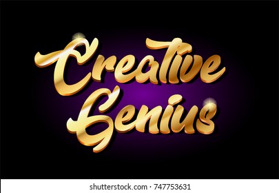 Creative Genius Word Text Logo In Gold Golden 3d Metal Beautiful Typography Suitable For Banner Brochure Design