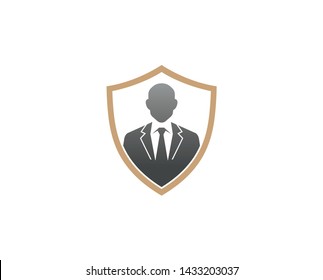Creative Gentelman Tuxedo Shield Logo Design Symbol Vector Illustration