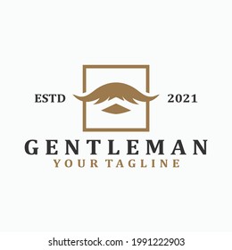 Creative Gentleman logo vintage design, Mustache logo design inspiration