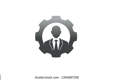 Creative Gentleman Necktie Gear Logo Design Illustration