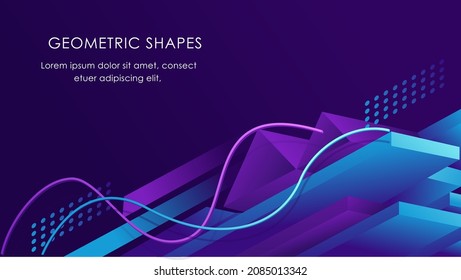 Formas 3d geométricas creativas análisis de tecnología púrpura abstracta fondo de negocios