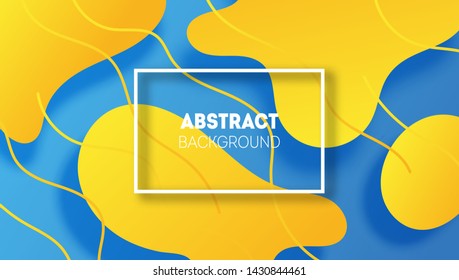 Creative geometric 3D wallpaper. Trendy bright yellow shapes and lines composition. 