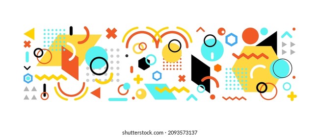 Creative geometric abstract background. Futuristic vector template. Dynamic geometric shapes compositions. Flat and clean style. Applicable for any graphic works.