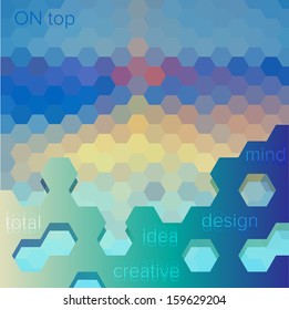 Creative geometric abstract honeycomb background with text
