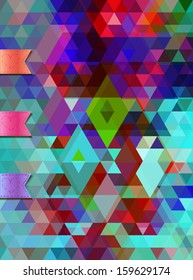 Creative geometric abstract triangles background with lights