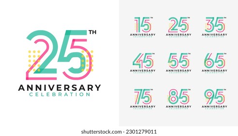 Creative geometric anniversary logo collections. Birthday number for event, invitation card, or banner element. Celebration year symbol