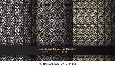 Kreatives geometrisches Argyle nahtloses Tracery Set. Arabische Tracery ethnische Muster. Geometrisches, geometrisches Vektorwiederholpaket für Argyle-Elemente. Überdecke Hintergrunddrucke.