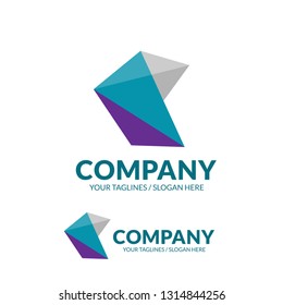 creative geometric arrow color with 3d style logo concept