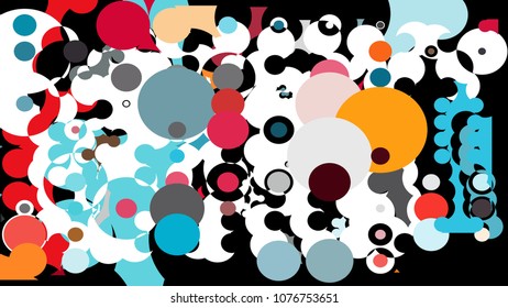 A creative geometric background consisting of chaotically scattered circles of different size and color. Beautiful abstract wallpaper.