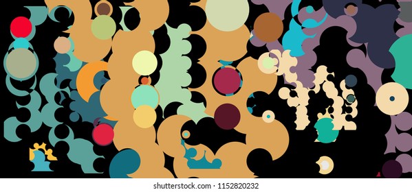 A creative geometric background consisting of chaotically scattered circles of different size and color. Beautiful abstract wallpaper. The image format is suitable for printing on a mug.