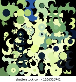 A creative geometric background consisting of chaotically scattered circles of different size and color. Colorful abstract wallpaper.
