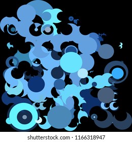 A creative geometric background consisting of chaotically scattered circles of different size and color. Colorful abstract wallpaper.