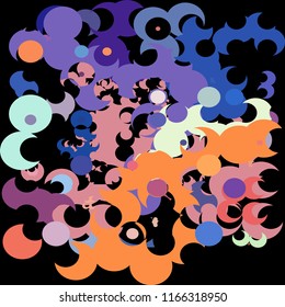 A creative geometric background consisting of chaotically scattered circles of different size and color. Colorful abstract wallpaper.