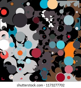 A creative geometric background consisting of chaotically scattered circles of different size and color. Beautiful abstract wallpaper.