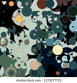 A creative geometric background consisting of chaotically scattered circles of different size and color. Beautiful abstract wallpaper.