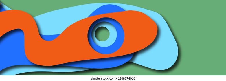 Creative geometric background consisting of elements of different shapes and sizes. Vector illustration in a papercut style. 3D backdrop with colorful cut objects.
