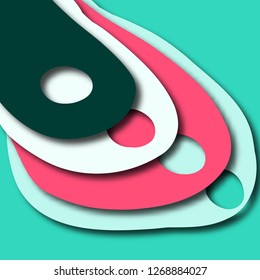 Creative geometric background consisting of elements of different shapes and sizes. Vector illustration in a papercut style. 3D backdrop with colorful cut objects.