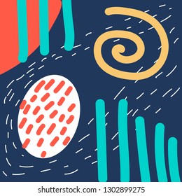 Creative geometric background with different elements and different textures. Collage. Design for poster, greeting card, invitation, placard, brochure, flyer. Vector illustration