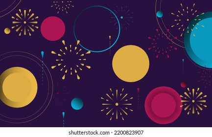 Creative geometric background Simple and various fireworks pattern design in the night sky. Simple pattern design template. vector design.