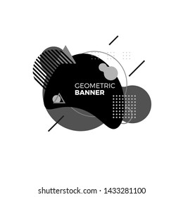 Creative geometric banner template. Black and white gradient shapes. Modern futuristic graphic elements for music album cover or other design. Vector illustration isolated on white background