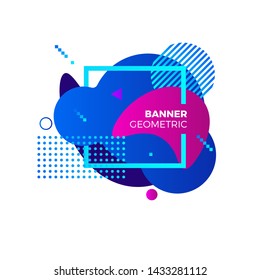 Creative geometric banner template. Colorful blue and purple gradient shapes. Modert graphic elements. Vector illustration