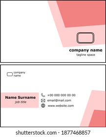 Creative geometric business card template design. Minimalist trendy halftone pale red color business card mock up. Simple corporate mock up illustration, business card minimalistic design