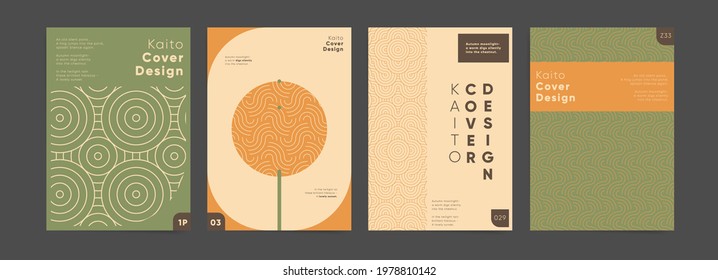 Creative geometric business presentation set. Vector A4 vertical orientation. Layout for book cover, poster, banner, placard, brochure, annual report, card, flyer. Premium waves cover design template