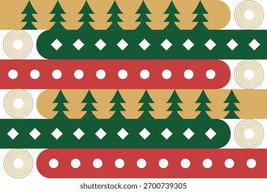 Creative geometric Christmas background using patterns and colors inspired by holiday decorations. Suitable for cards, wrapping papers, or digital templates 