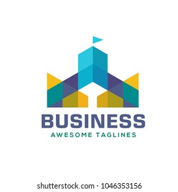 creative geometric color real estate and building logo 