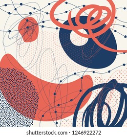 Creative geometric colorful background with patterns. Collage. Design for prints, posters, cards, etc. Vector.