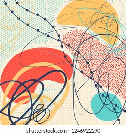 Creative geometric colorful background with patterns. Collage. Design for prints, posters, cards, etc. Vector.