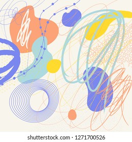 Creative geometric colorful background with patterns. Collage. Design for prints, posters, cards, etc. Vector.
