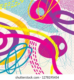 Creative geometric colorful background with patterns. Collage. Design for prints, posters, cards, etc. Vector.