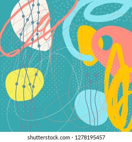 Creative geometric colorful background with patterns. Collage. Design for prints, posters, cards, etc. Vector.