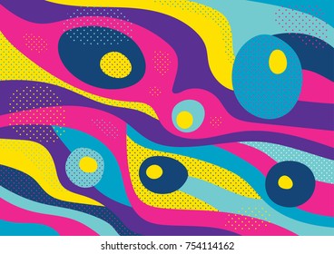 Creative geometric colorful background with patterns and floral elements. Collage. Design for prints, posters, cards, etc. Vector.