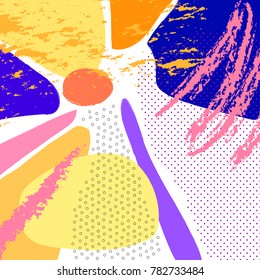 Creative geometric colorful background with patterns. Collage. Design for prints, posters, cards, etc. Vector.