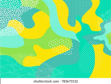 Creative geometric colorful background with patterns. Collage. Design for prints, posters, cards, etc. Vector.