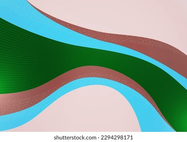 Creative geometric colorful bright wave background with lines and dots. Collage. Design for prints, posters, postcards, etc. Vector illustration.